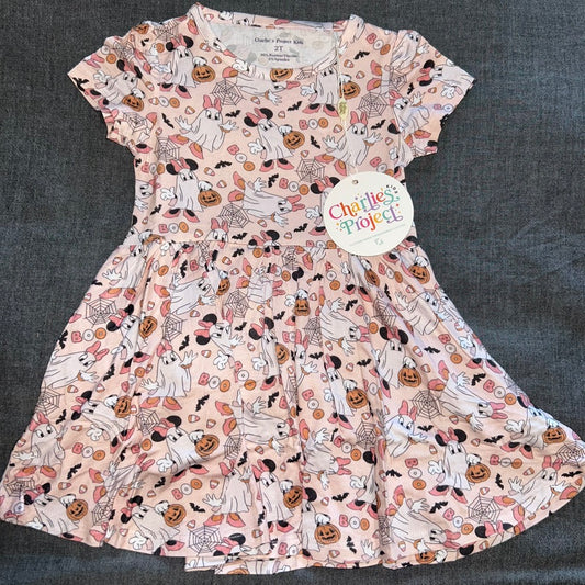 Mini Ghosts Short Sleeve Twirl Dress