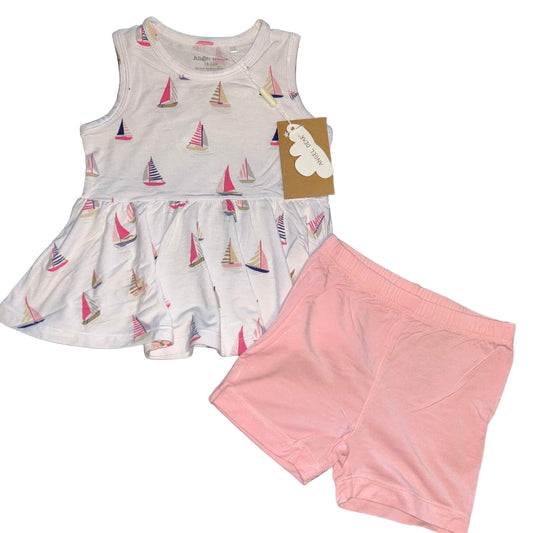 Sailboats - Pink Peplum Tank and Shorts Set