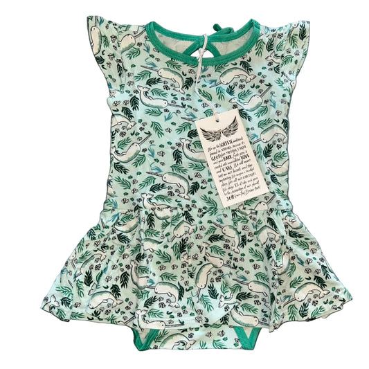 Aquamarine Narwhals Bodysuit Twirl Dress