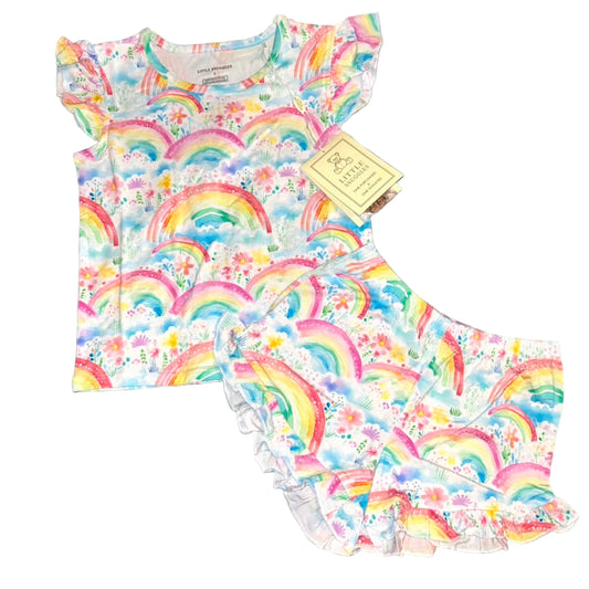 Summer Rainbows Flutter Sleeve and Shorts Set