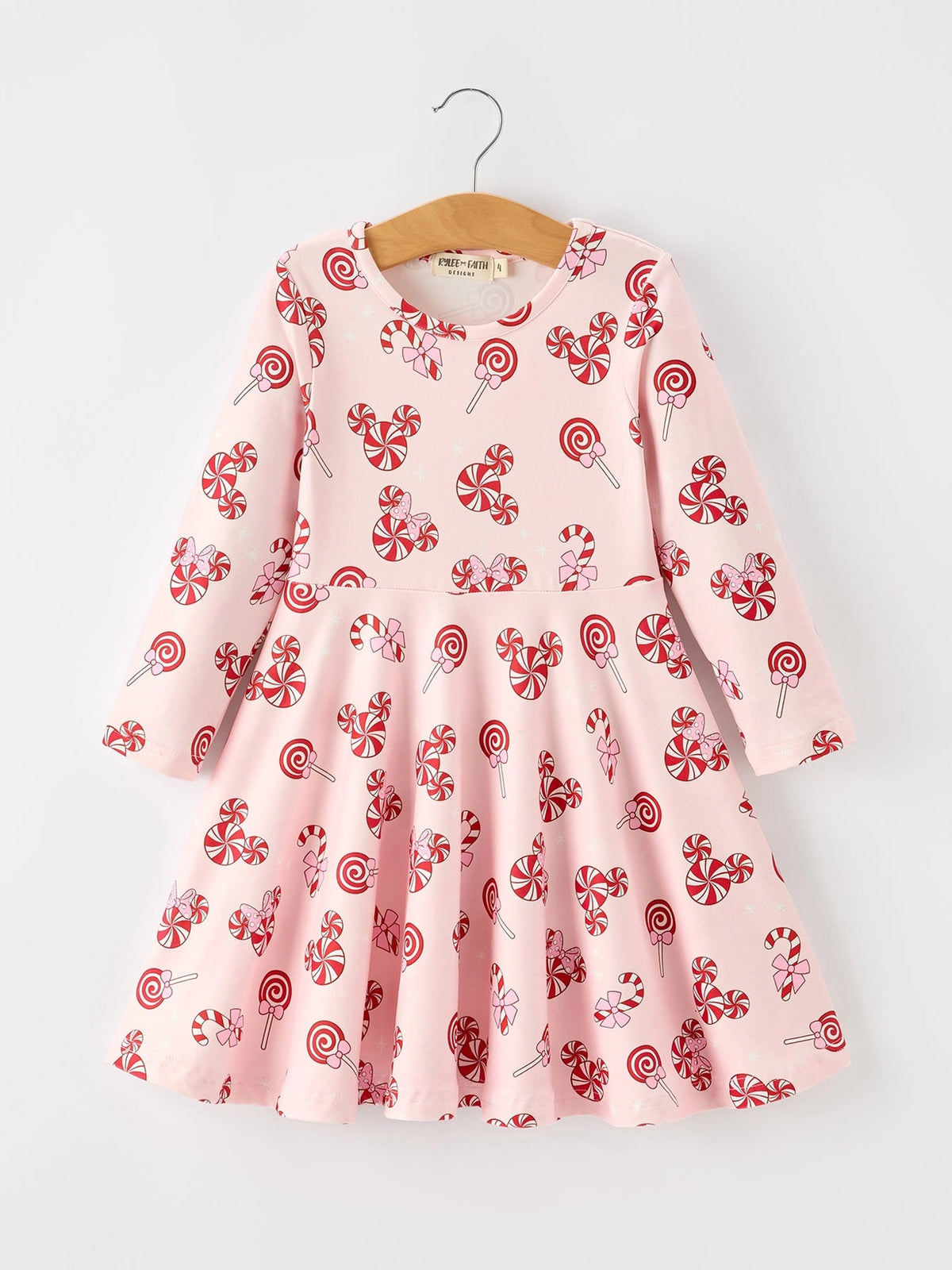 Peppermint Candy Long Sleeve Polyester Twirl Dress
