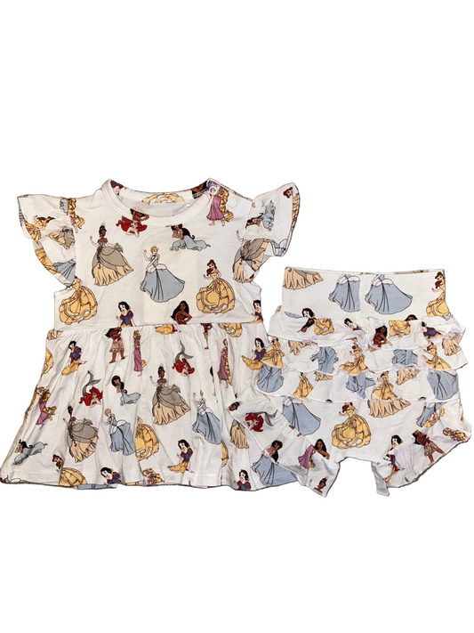 Heart of a Princess Flutter Sleeve Peplum Set with Ruffle Bummies
