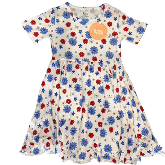 Freedom Blooms Short Sleeve Twirl Dress
