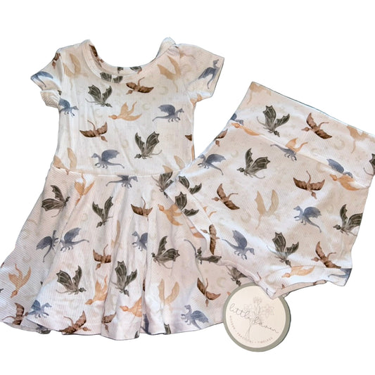 Draco Ribbed Short Sleeve Twirl Dress