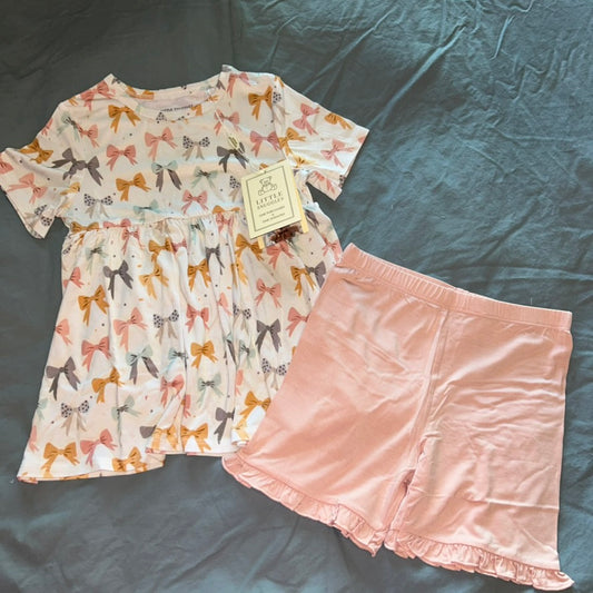 Blooming Bows Peplum Top and Shorts Set