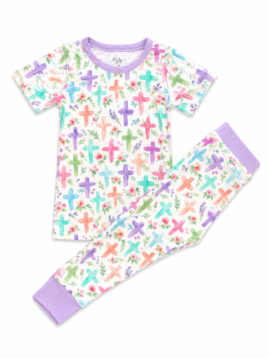 Pastel Crosses Short Sleeve Set