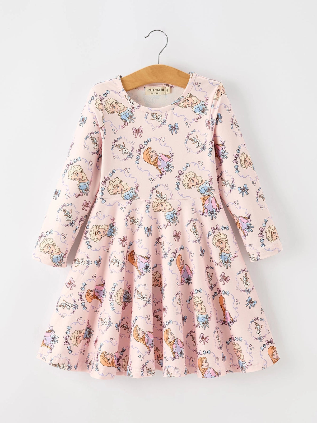 Bows of Arendelle Long Sleeve Polyester Twirl Dress