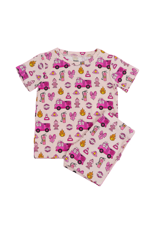 Blazing Bows and Hydrants Shorts Set