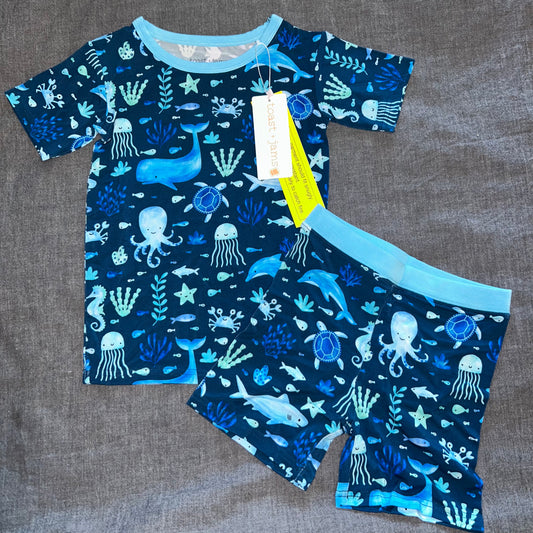 Deep Blue Sleep Shorts Set