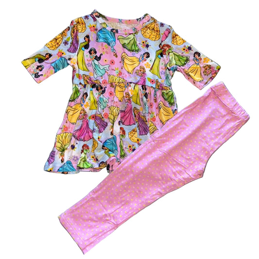 Princess Glam Half Sleeve Peplum Top and Pants Set