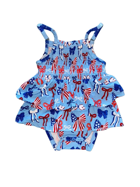 All American Girl Smocked Bodysuit Twirl Dress
