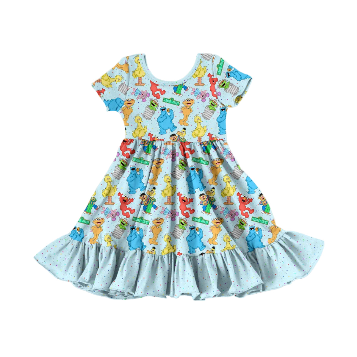 Sunny Street Speckles Short Sleeve Ruffle Twirl Dress