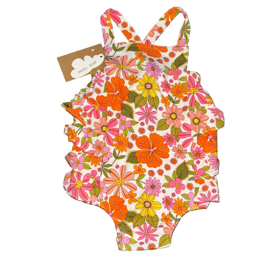 Boho Beachy Floral Ruffle Sunsuit Bubble Romper