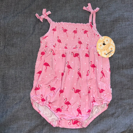 Flocking Flamingos Smocked Bubble Romper