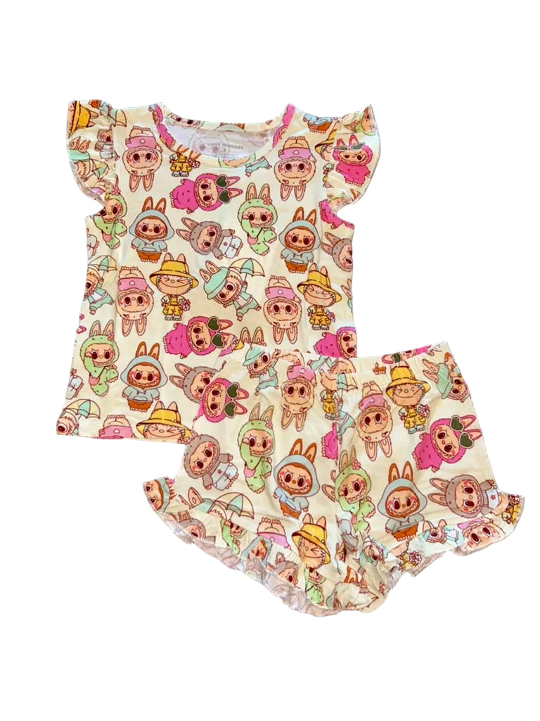Happy Monsters Flutter Sleeve and Shorts Set
