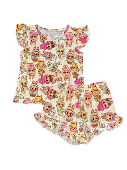 Happy Monsters Flutter Sleeve and Shorts Set