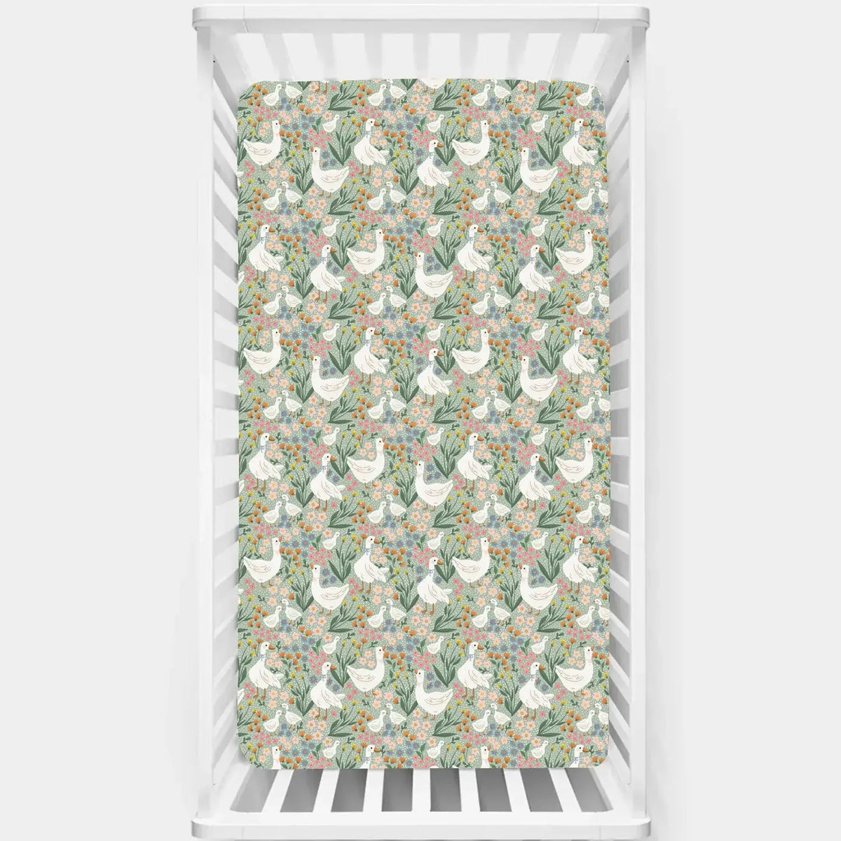 Daisy Goose Garden Meadow Crib Sheet