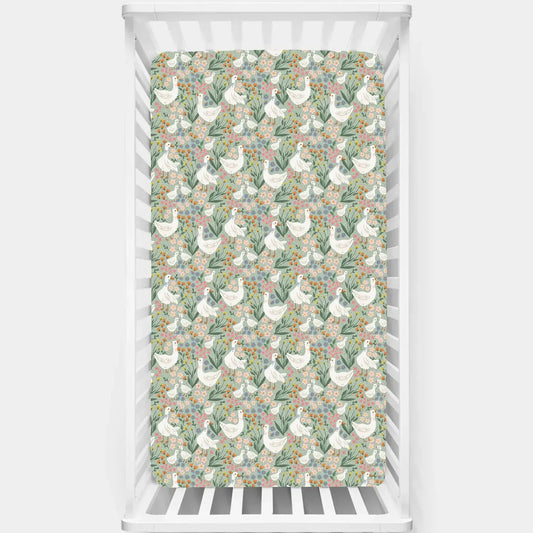 Daisy Goose Garden Meadow Crib Sheet