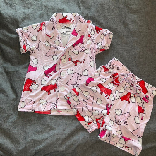 Valentines Cow Shorts Set
