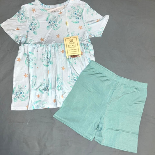 Tranquil Turtles Peplum Top and Shorts Set