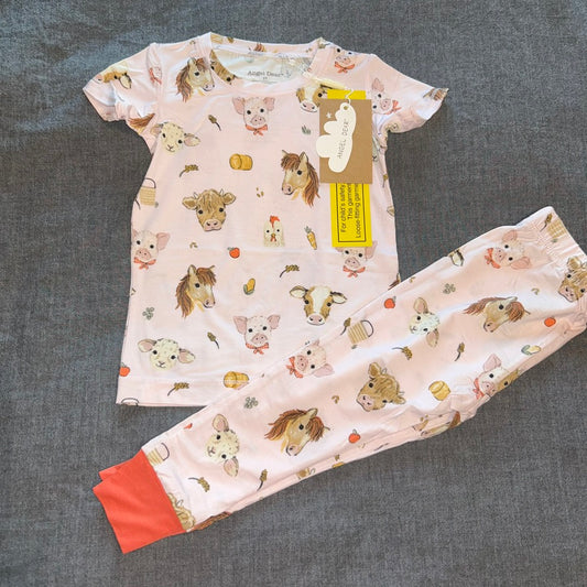 Vintage Animal Faces - Pink Short Sleeve Set