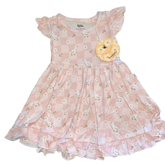 Ducks and Daisies Short Sleeve Twirl Dress