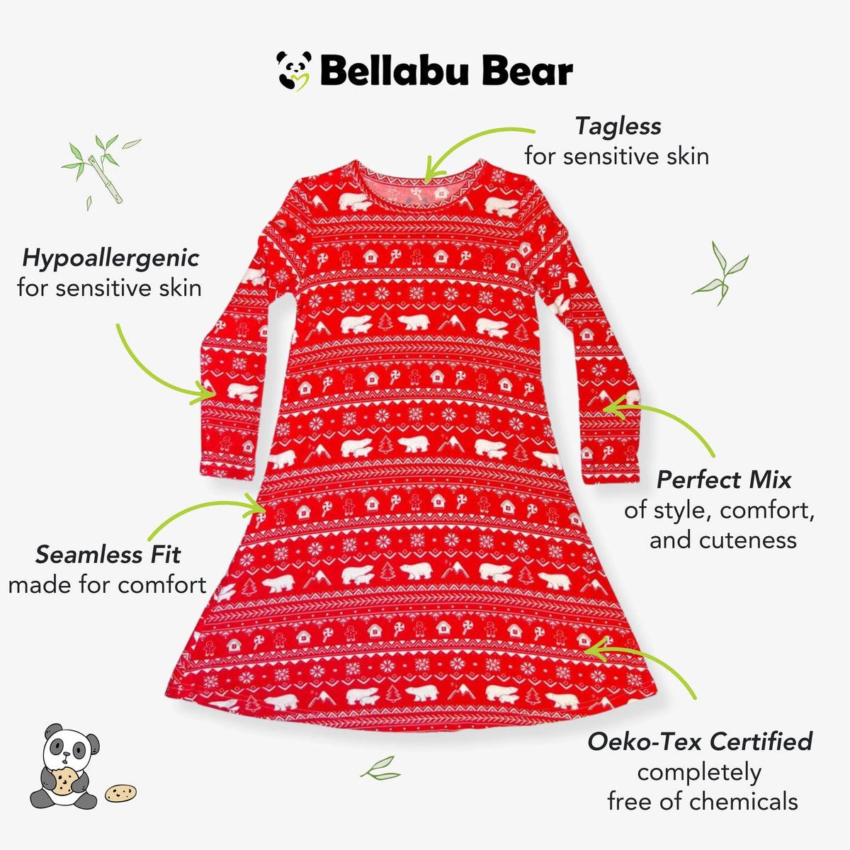 Polar Isle Red Long Sleeve Dress