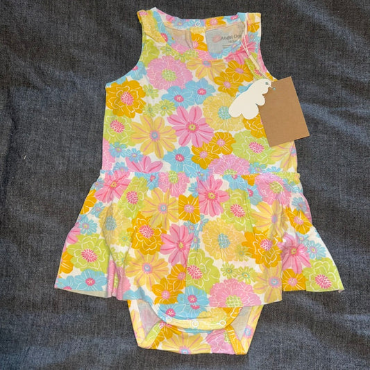 Sunny Dahlias Sleeveless Skirted Bodysuit