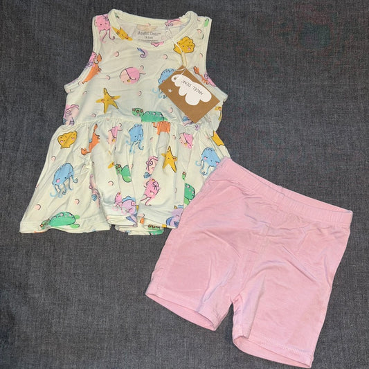 Cute Sea Creatures Peplum Tank and Shorts Set