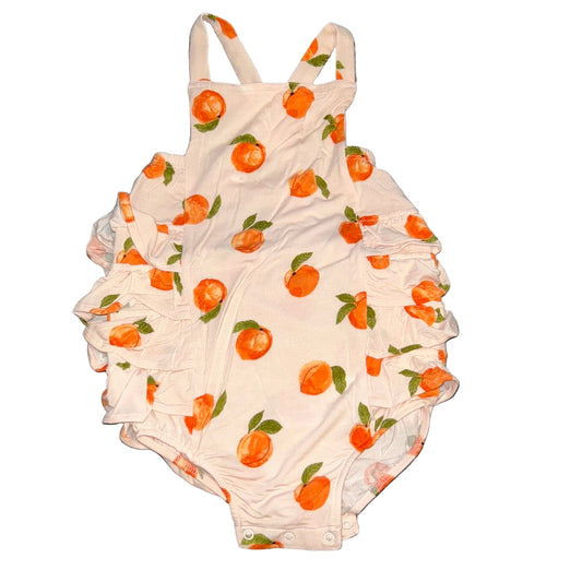 Watercolor Peaches Ruffle Sunsuit Bubble Romper