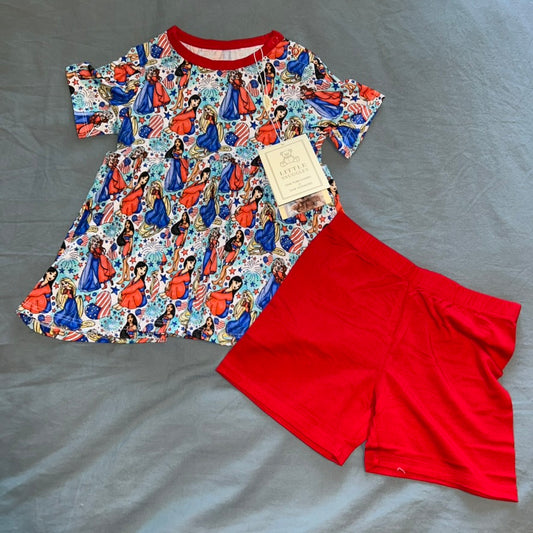 American Princess Peplum Top and Shorts Set