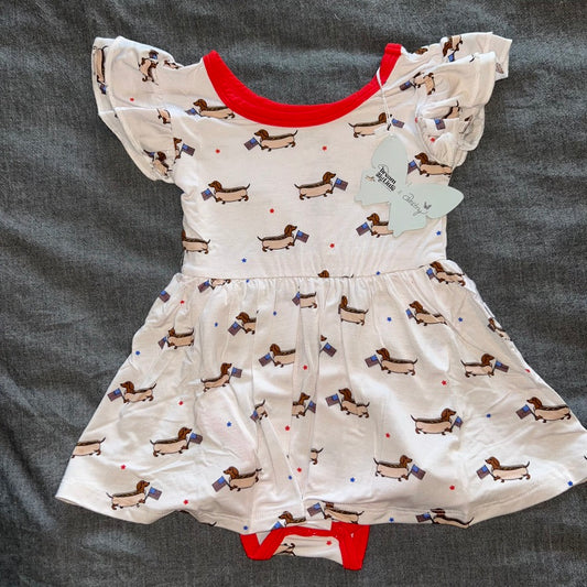Preston's American Pups Bodysuit Twirl Dress