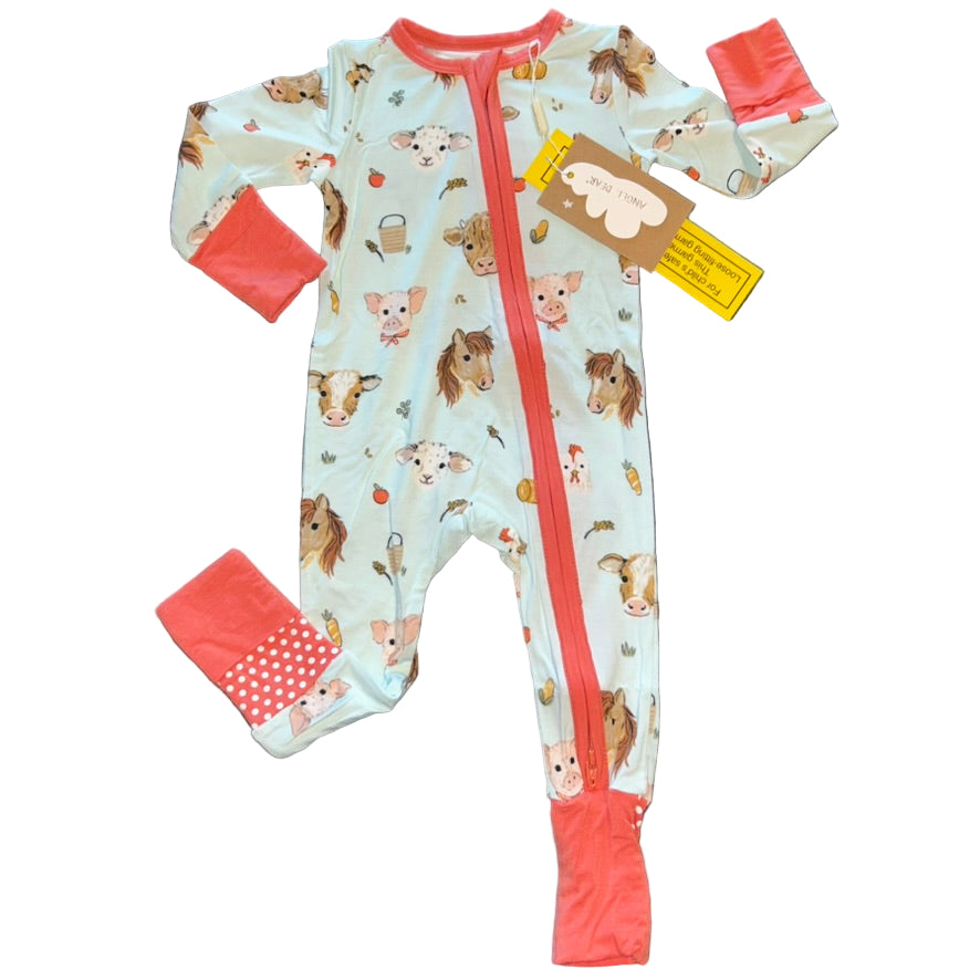 Vintage Animal Faces - Blue Convertible Zippy