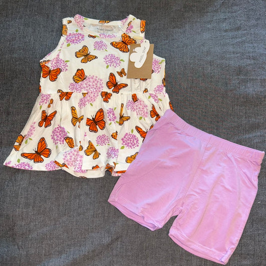 Monarch Butterflies and Milkweed Peplum Tank and Shorts Set