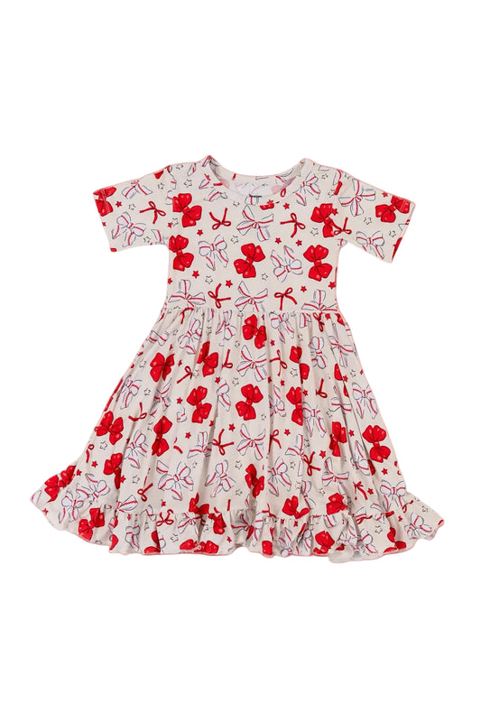 Pitch Perfect Bows Short Sleeve Twirl Dress
