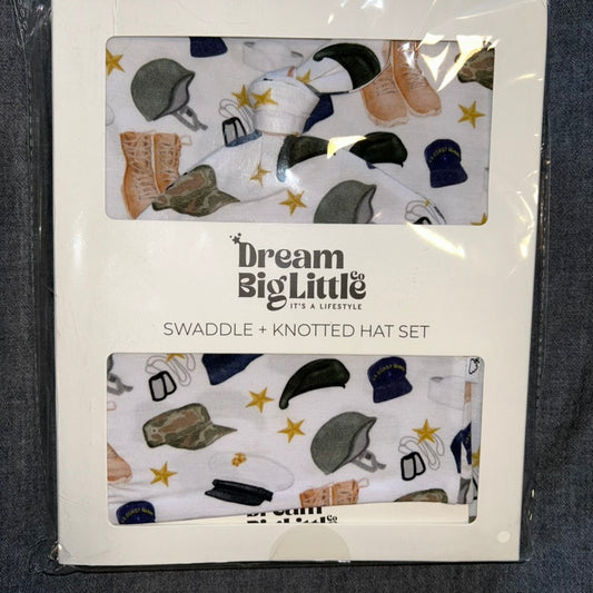 Thank You For Your Service Bamboo Swaddle and Hat Set
