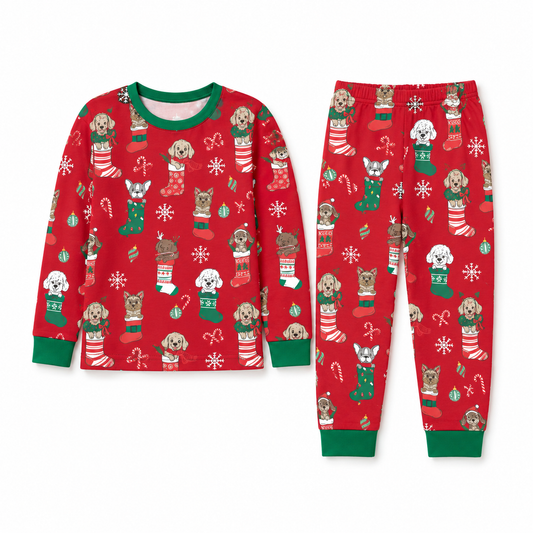 Christmas Stocking Puppers Long Sleeve Set