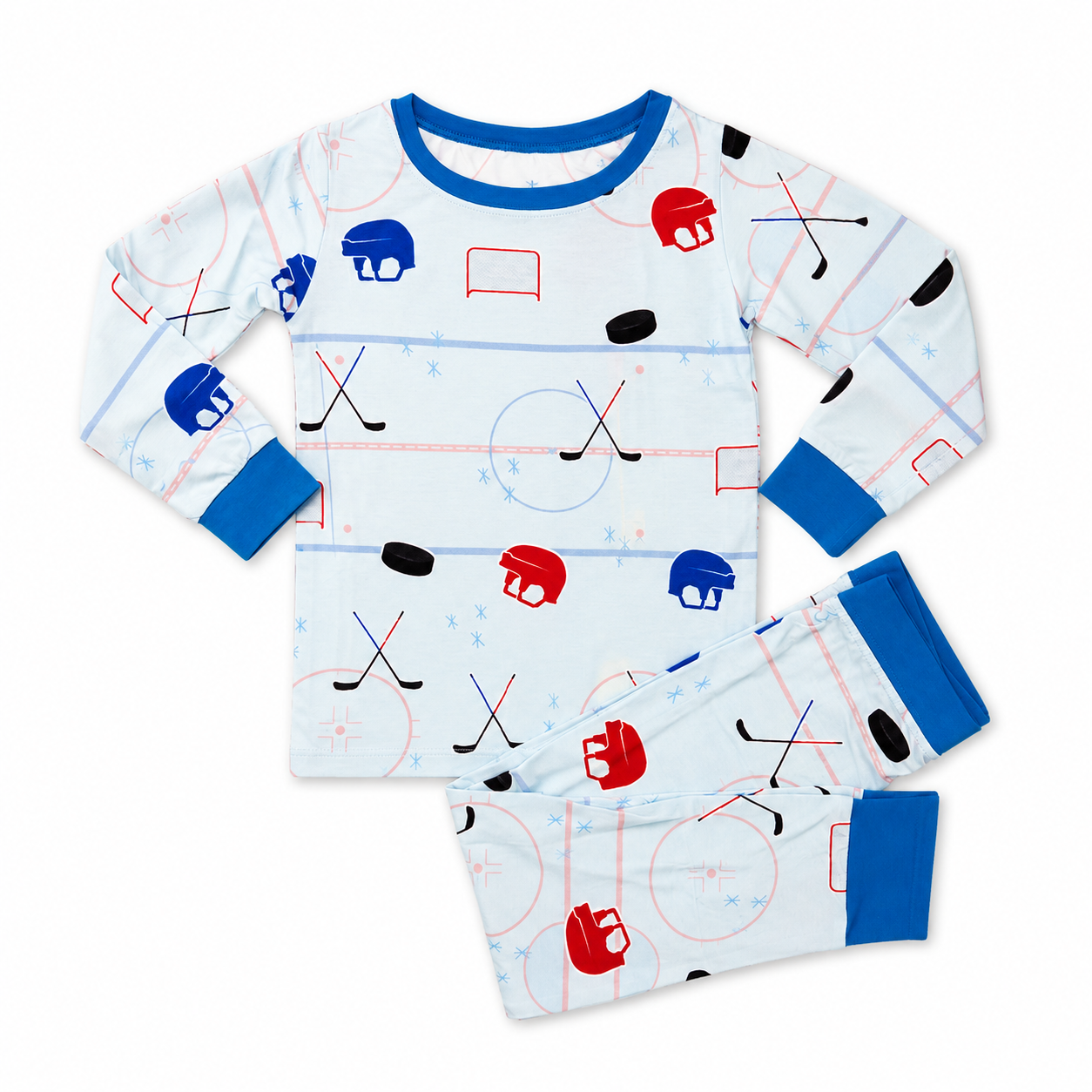 Blue Hockey Long Sleeve Set