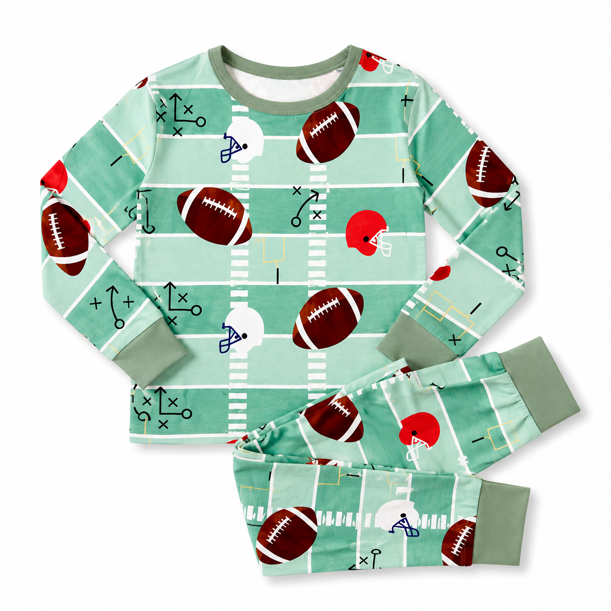 Green Football Long Sleeve Set
