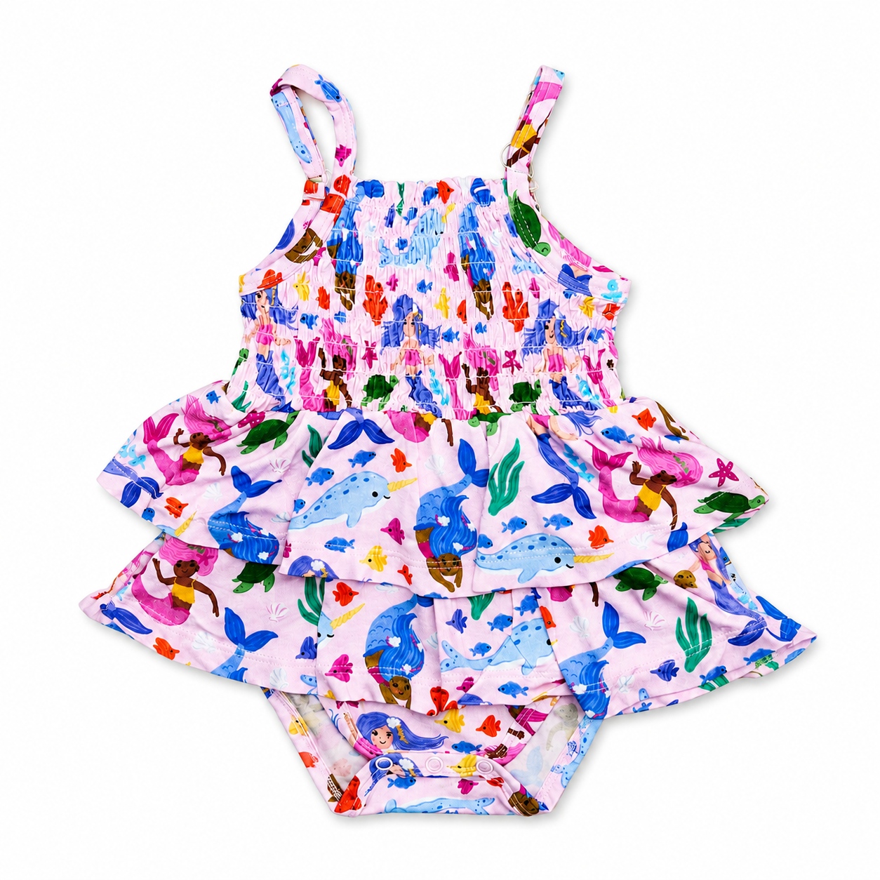 Magical Mermaids Smocked Bodysuit Twirl Dress