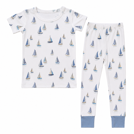 Sailboats - Blue Short Sleeve Set