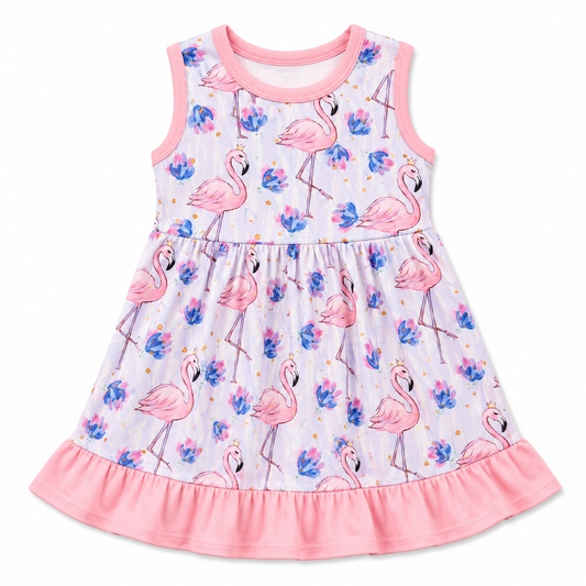 Flamingo Custom Made Sleeveless Twirl Dress