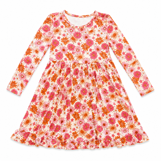Daisy Garden Long Sleeve Twirl Dress