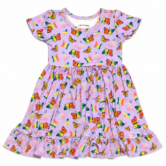 Jordana (Butterflies) Short Sleeve Twirl Dress