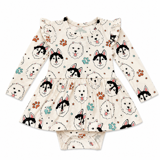 Mav + Goose Long Sleeve Bodysuit Twirl Dress
