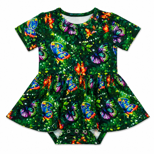 Green Butterfly Bodysuit Twirl Dress