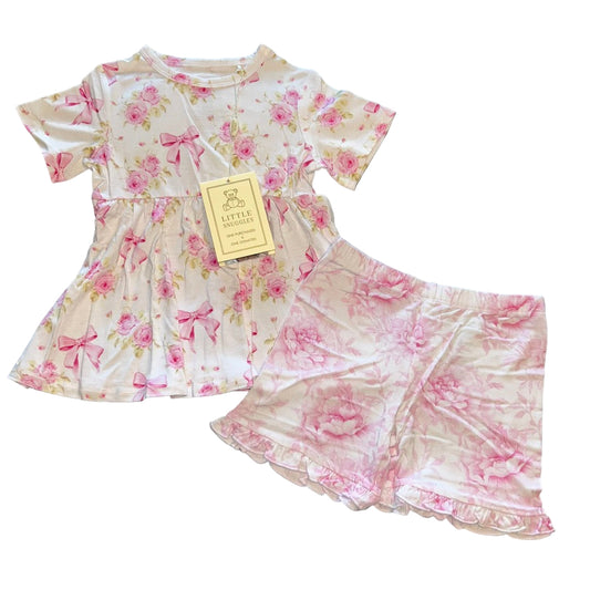 Ribbons & Roses Peplum Top and Shorts Set