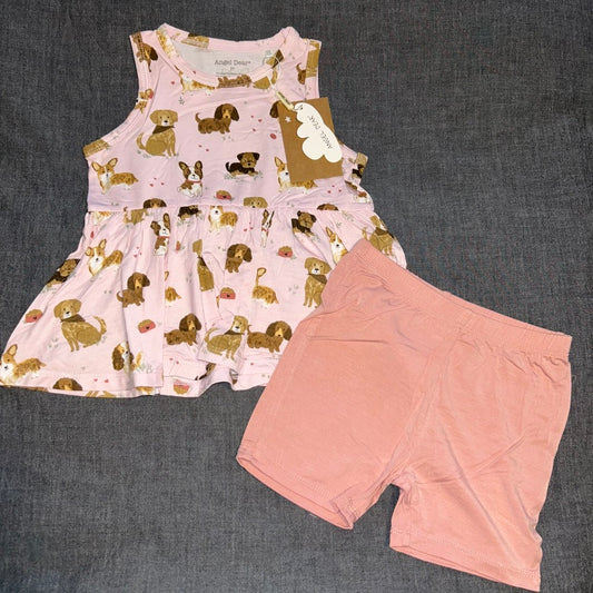 Best Friend Dogs - Pink Peplum Tank and Shorts Set