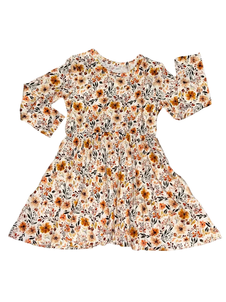 Cottage Blooms Long Sleeve Twirl Dress
