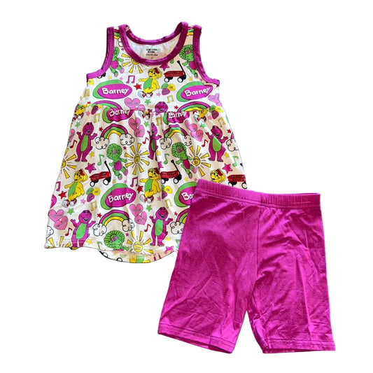 Purple Dinosaur Tank Peplum & Shorts Set
